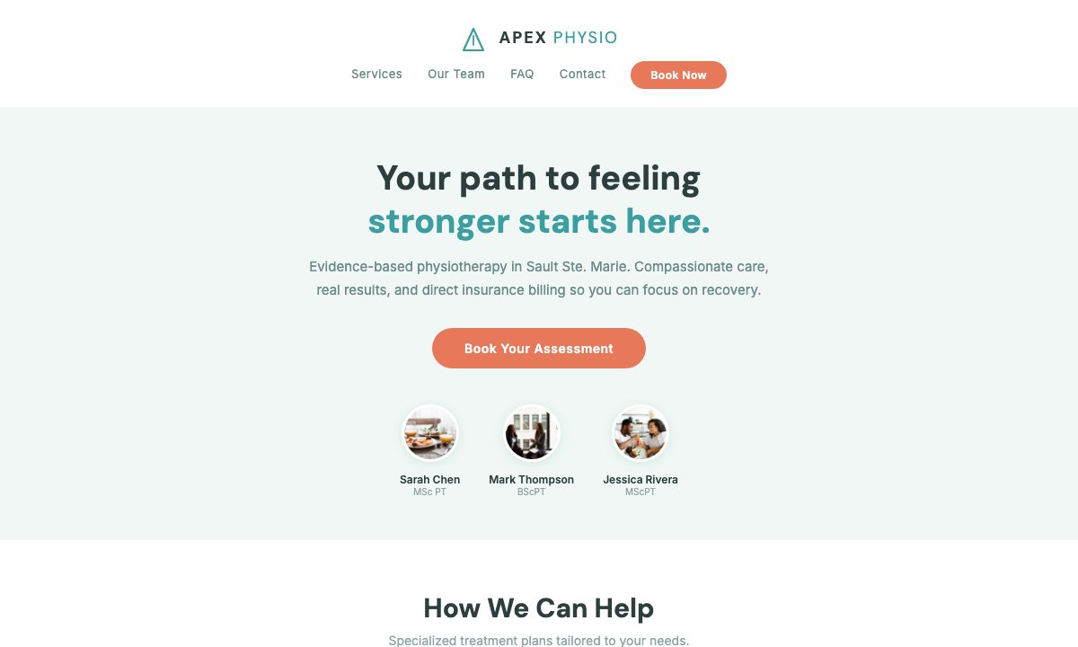 Apex Physio concept website design by Bunker41