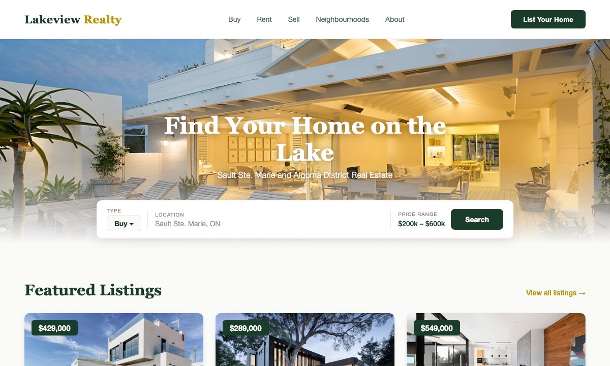 Lakeview Realty concept website design by Bunker41