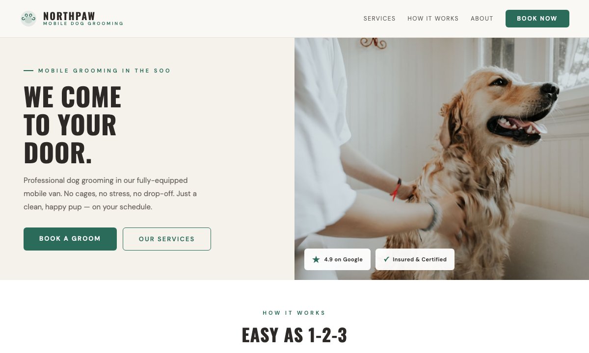 Northpaw Mobile Grooming concept website design by Bunker41