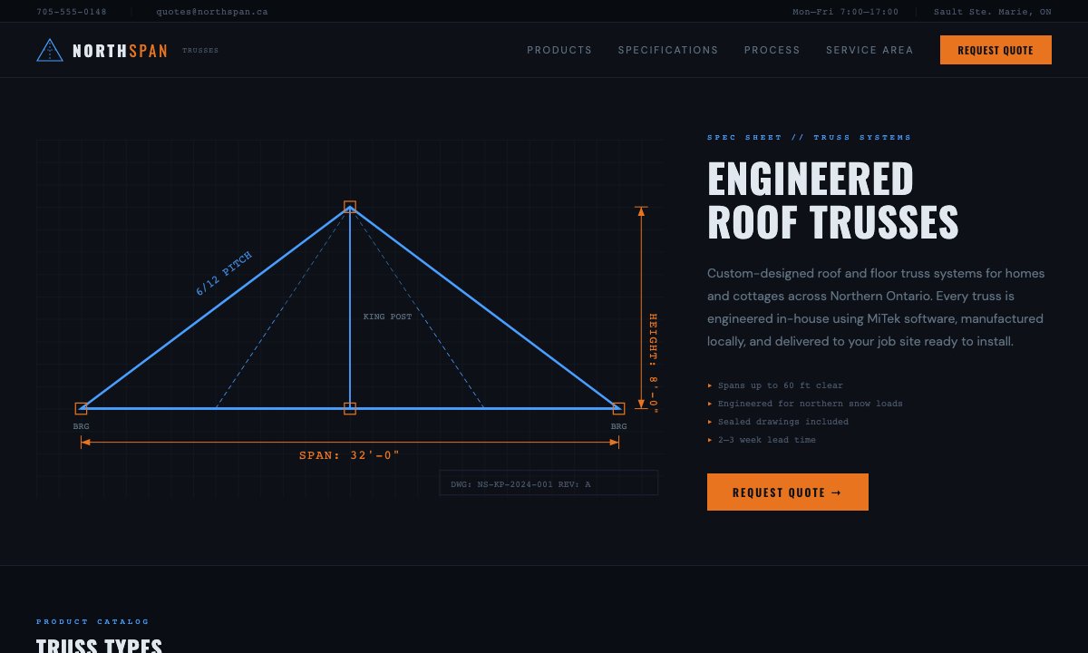Northspan Trusses concept website design by Bunker41