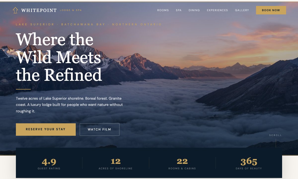 Whitepoint Lodge & Spa concept website design by Bunker41