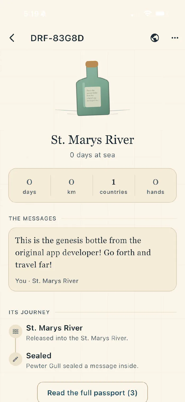 Drift — a bottle and its messages