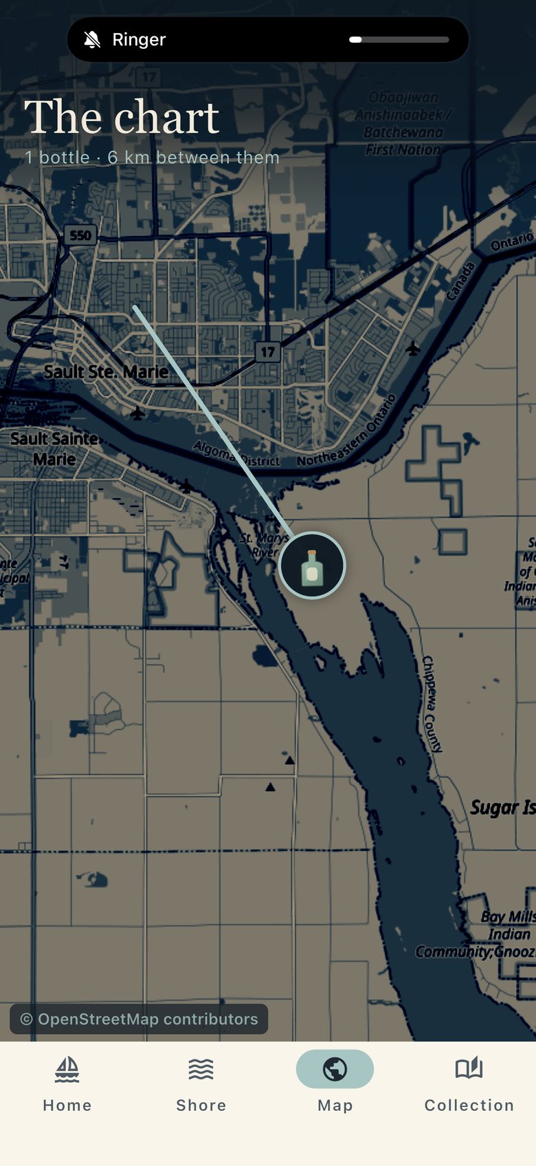 Drift — chart at river scale