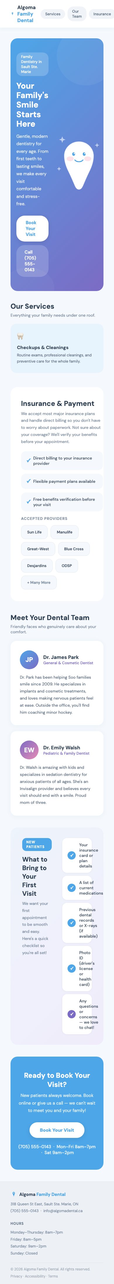Algoma Family Dental mobile website design by Bunker41