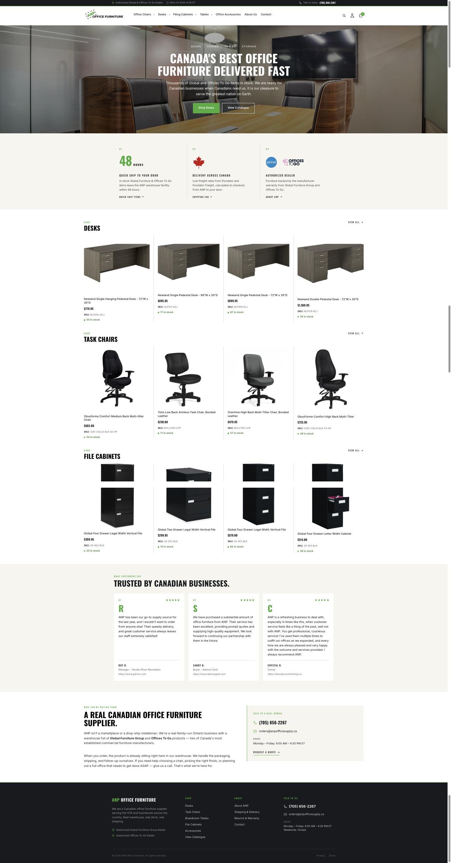 ANP Office Furniture full page website design by Bunker41