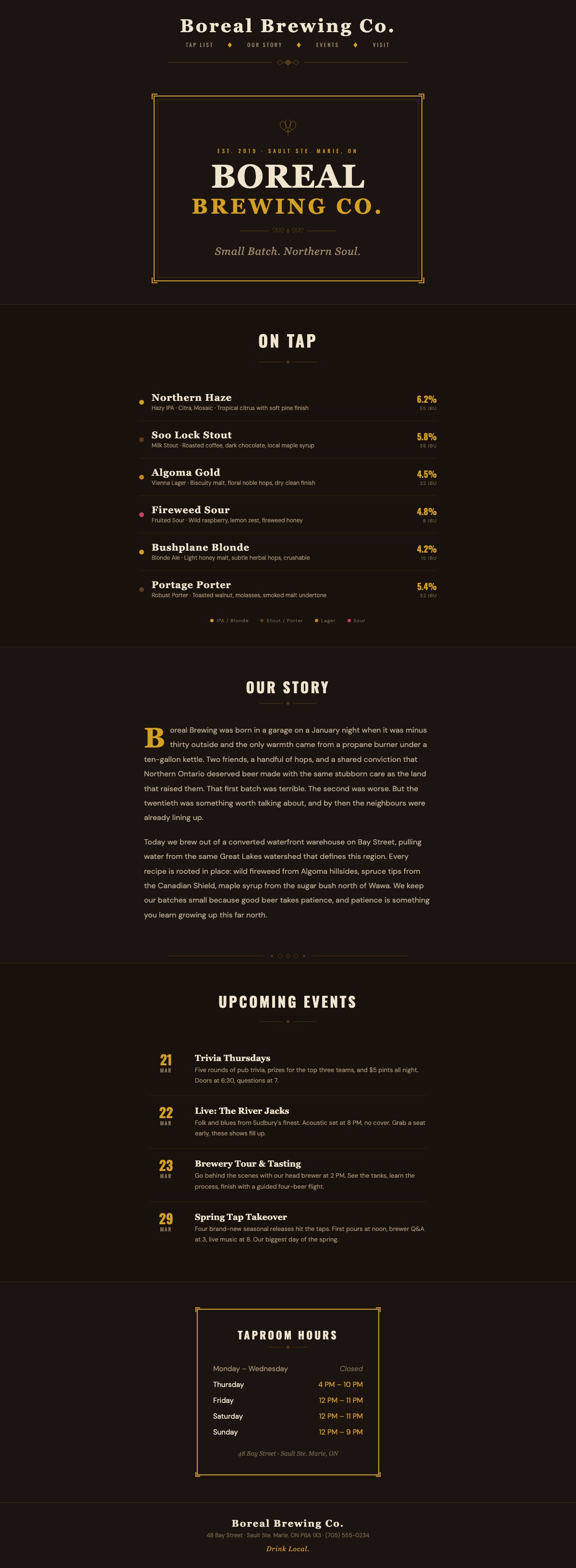 Boreal Brewing Co. full page website design by Bunker41