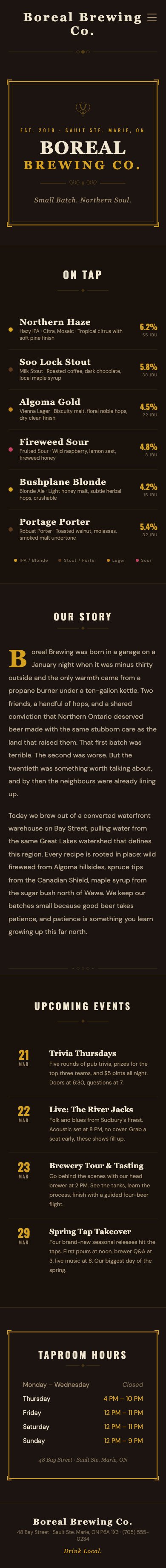 Boreal Brewing Co. mobile website design by Bunker41