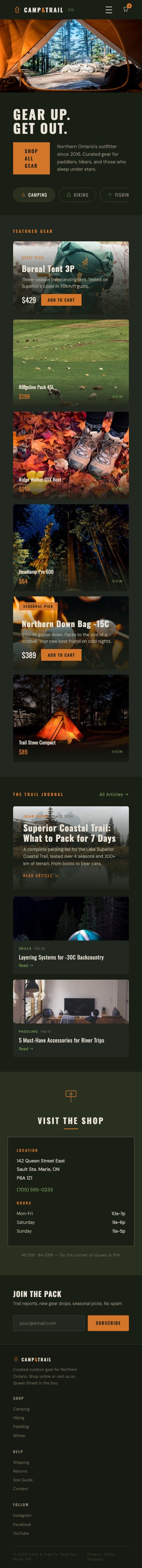 Camp & Trail Co. mobile website design by Bunker41