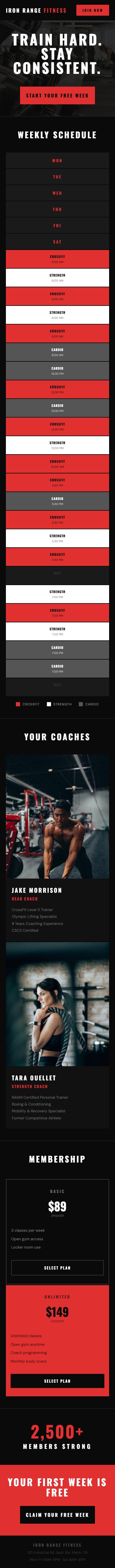Iron Range Fitness mobile website design by Bunker41