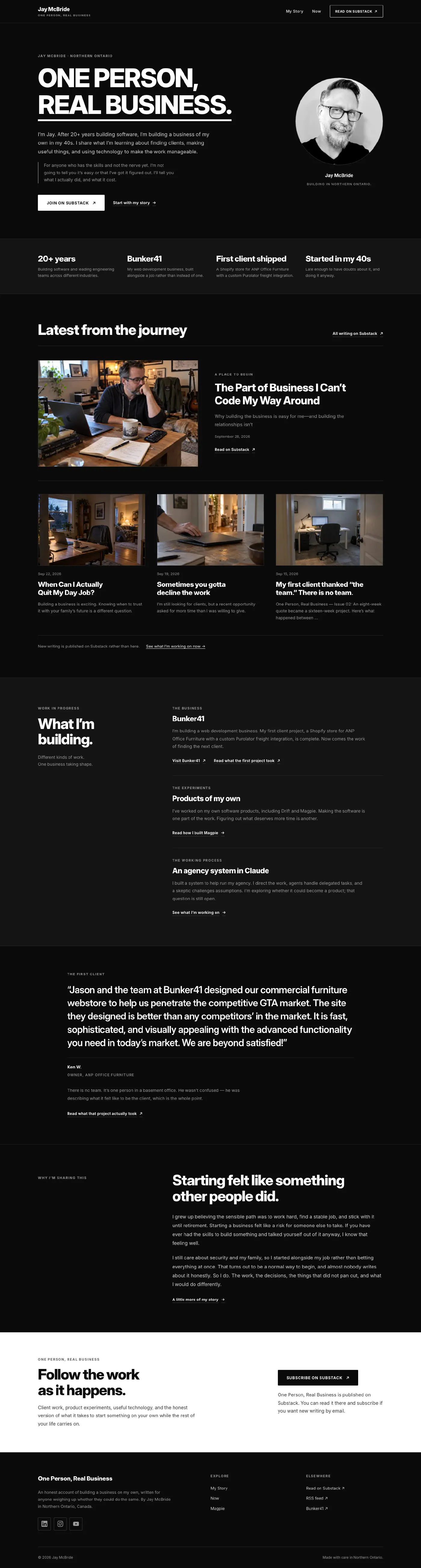 The full Jay McBride page, top to bottom