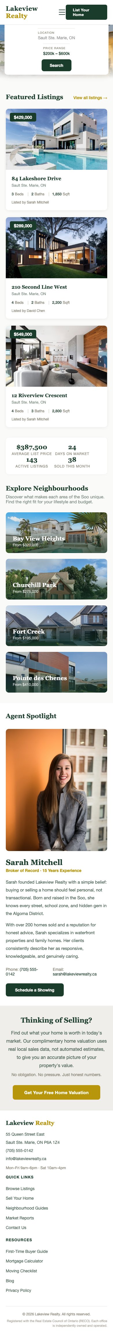 Lakeview Realty mobile website design by Bunker41