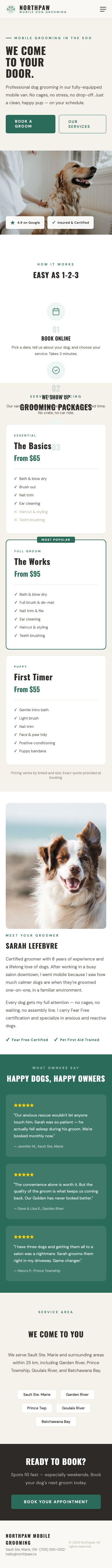 Northpaw Mobile Grooming mobile website design by Bunker41