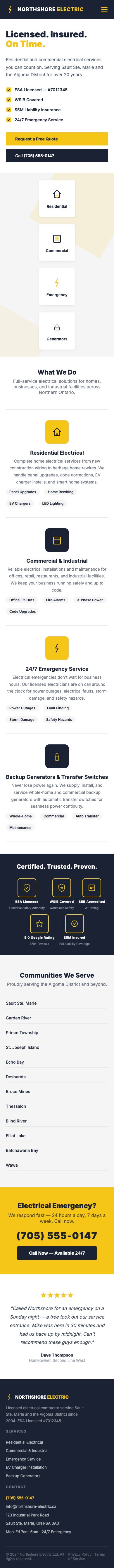 Northshore Electric mobile website design by Bunker41