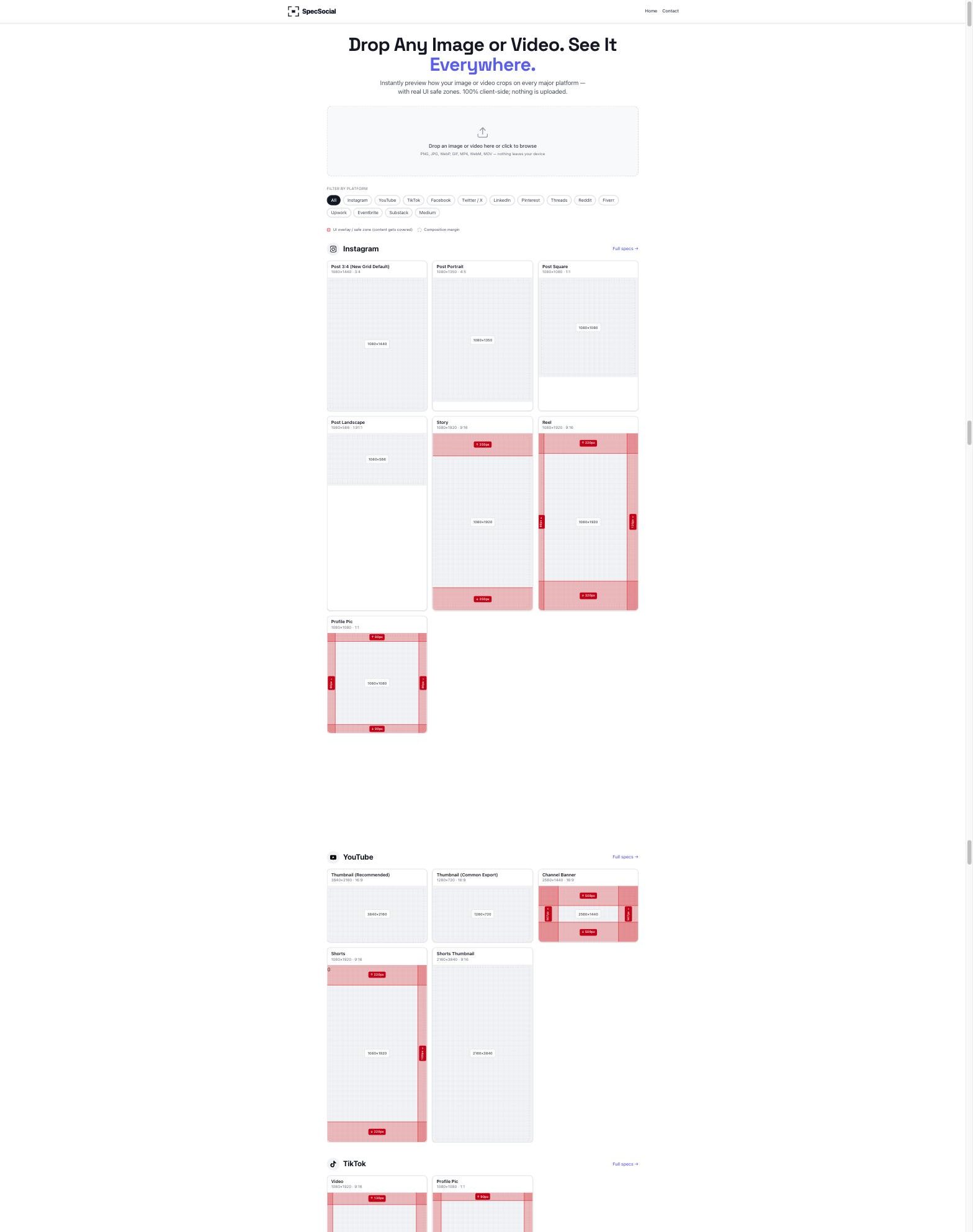 Spec Social full page website design by Bunker41