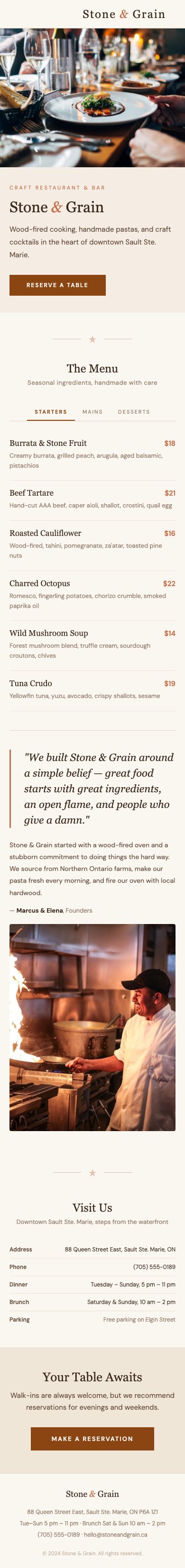Stone & Grain mobile website design by Bunker41
